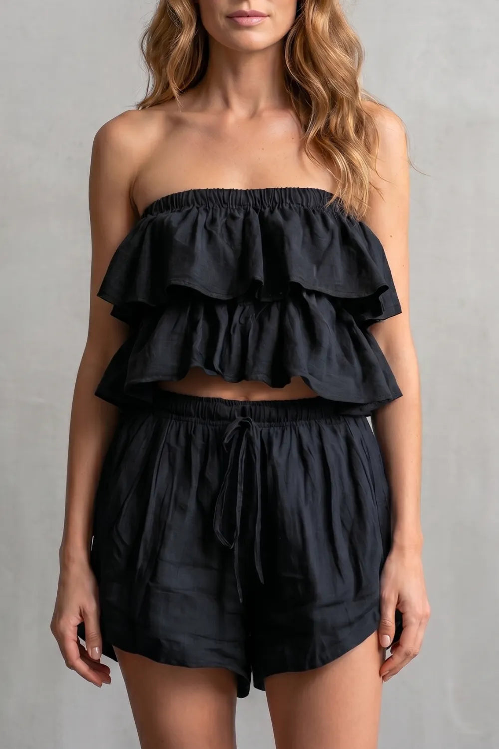 Ruffled seaside charm – Shorts set