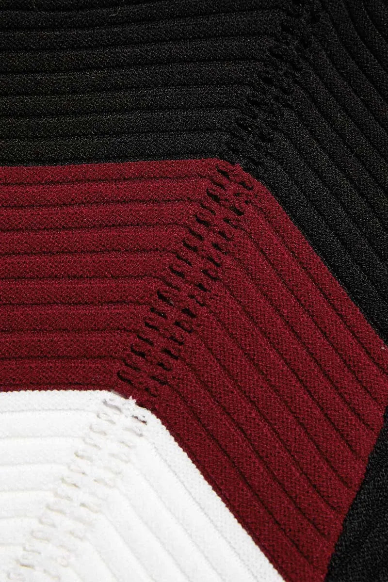 Chevron Pattern Hollow Out Asymmetrical Hem Sweater